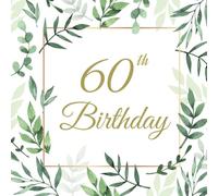 60th Birthday Guest Book Green and Gold: Elegant Memory Party Keepsake with 75 Unique Questions 46 Sign In and Blank Pages (8.5x8.5 inches, 100 pages)