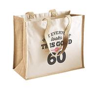 60th Birthday, Keepsake, Funny Gift, Gifts for Women, Novelty Gift, Ladies Gifts, Female Birthday Gift, Looking Good Gift, Ladies, Shopping Bag, Present, Tote Bag, Gift Idea (Natural)