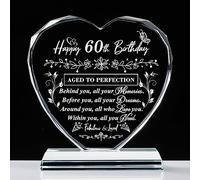 60th Birthday Laser Glass Heart Decoration Gifts for Women Men Mom Dad Her | 60 Year Old Birthday Gifts for Women Men, Turning 60 Gifts for Grandma Grandpa