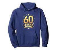 60th Birthday Legend Celebration Gift for Milestone Age Pullover Hoodie, Adult Unisex, Navy, XL