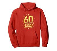 60th Birthday Legend Celebration Gift for Milestone Age Pullover Hoodie, Adult Unisex, Red, XL