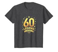 60th Birthday Legend Celebration Gift for Milestone Age T-Shirt, Kids, Dark Heather Grey, 10 Years