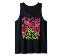60th Birthday Made in 1966 60 Years Old Perfection Floral Tank Top