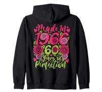60th Birthday Made in 1966 60 Years Old Perfection Floral Zip Hoodie