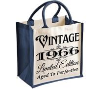 60th Birthday Midi Jute Bag 1966 Vintage Limted Edition Aged To perfection (Navy)