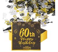 60th Birthday Napkins and Birthday Confetti, 20Pcs Black Gold Napkins Disposable, 30g Table Confetti, 60th Birthdays Serviettes for Party Table Supplies, Anniversary, Cocktail