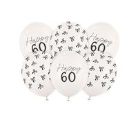 60th Birthday Party Balloons - Pack of 6 | Gold Number 60 Balloons with Bow | Happy 60th Birthday Decorations