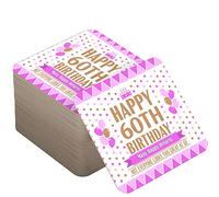 60th Birthday Party Beer Mats - Pack of 96 Cardboard Drink Coasters for Men and Women - Table Decorations Tableware for Parties - Accessories for Home Bars Pubs - Looks Great - PINK