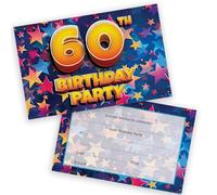 60th Birthday Party Invitations Men Women - Celebration Stars 20 Pack - Adults Birthday Invitations for Friends Family A6 Party Invites Invitation Cards with Folding Envelopes
