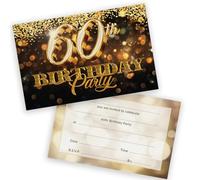 60th Birthday Party Invitations Men Women - Gold Confetti 28 Pack - Adults Birthday Invitations for Friends Family A6 Bday Party Invites Invitation Cards with Folding Envelopes
