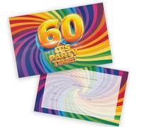 60th Birthday Party Invitations Men Women - Now It's Party Time 28 Pack - Adults Birthday Invitations for Friends Family A6 Bday Party Invites Invitation Cards with Folding Envelopes