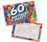 60th Birthday Party Invitations Men Women - Rainbow Balloons 20 Pack - Adults Birthday Invitations for Friends Family A6 Bday Party Invites Invitation Cards with Folding Envelopes