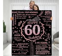 60th Birthday Personalized Flannel Fleece Soft Throw Blanket - Happy 60th Birthday Gift Ideas for Mom, Grandma, Wife or Mom