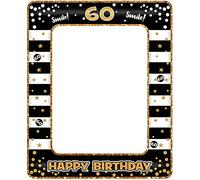 60th Birthday Photo Booth Props,Black Gold Inflatable Selfie Frame Picture Frame,Giant Inflatable Party Photo Booth Frame for 60th Birthday Party Decorations Supplies Men Women Favor Gift