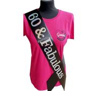 60th Birthday Sash - 60 & Fabulous Sash - Beautiful Quality Black Ribbon and Holographic Silver Font 60th Birthday Sash