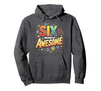 60th Birthday Six Decades of Awesome Celebration Gift Pullover Hoodie, Adult Unisex, Dark Heather Grey, XXL