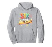 60th Birthday Six Decades of Awesome Celebration Gift Pullover Hoodie, Adult Unisex, Heather Grey, XL