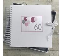 60TH Birthday. Special Occasion. Card & Memory Book. Pink Balloons Design. Hand Finished by WHITE COTTON CARDS (BALP60C)