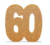 60th Birthday Table Decorations for Men Women, 8" Number 60 Glitter Table Decoration Centrepiece, Standing Large Champagne Gold 60 Sign Table Number for Birthday Wedding Anniversary Table Decorations