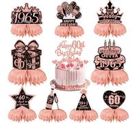 60th Birthday Table Decorations for Women - Rose Gold Party Honeycomb Centerpieces Cake Toppers Supplies, 17 Pieces Cheers to 60 Years Vintage 1965 Decor Happy 60th Birthday