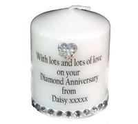 60th Diamond Wedding Anniversary Candle Card with Personalised own Message by Cellini Candles