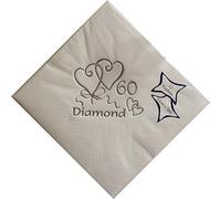 60th/Diamond Wedding Anniversary Napkins -Luxury White 3 Ply Tissue-Pack 15
