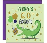 60th Funny Birthday Card - Snappy Birthday Crocodile Birthday Card for 60 Year old Sixty Sixtieth