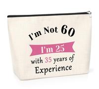 60th Gift for Women Makeup Bag 60th Birthday Gift Sweet 60 Year Old Birthday Gift for Mom Mum Birthday Gift from Daughter Son Cosmetic Bag Thank You Gift for Mum Grandma Aunt Cosmetic Case