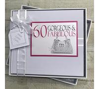 60TH Gorgeous Birthday Girl. Special Occasion. Guest Book. NEON Bag Design. Hand Finished by WHITE COTTON CARDS (NB60G)
