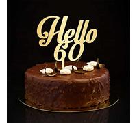 60th Happy Birthday Gllitter Gold Cake Toppers Hello 60 Sixty 60 Years Old Happy Birthday Party Decor Custom Name Any Age Number 60th Anniversary Birthday Keepsake Gifts For Men Women 6inch