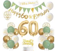 60th Party Decor Sage Green Gold White