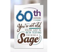 60th Version you are not old, you are just in beta testing for being a sage, Birthday Greeting Card, Gifts for him, her, female, male, Happy Birthdays, Sentiment cards - gc-A5-011_060