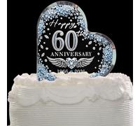 60th Wedding Anniversary Acrylic Cake Topper,60th Anniversary Decorations & Keepsake Gift for Couples(60th Anniversary)