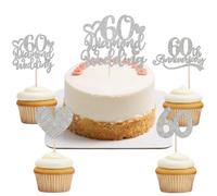 60th Wedding Anniversary Cake Topper 13PCS 1 Large 12 Small Inserts for Diamond Celebration Party Decorations (60th)