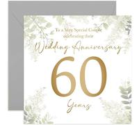 60th Wedding Anniversary Card - Sixty Year Anniversaries - Gift for Special Couple Celebrating - Sixty-fifth Wedding Anniversary - Eucalyptus Botanical Design