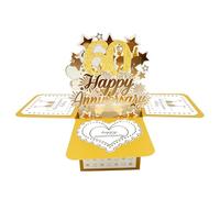 60th Wedding Anniversary Card with Envelope, 3D Pop up Greeting Card, Golden Wedding Anniversary Cards, Happy Anniversary Pop up Card, Happy Anniversary Card for Wife Men Her Couple