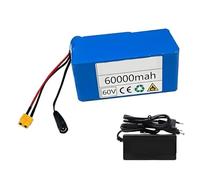 60V E-Bike Battery 60AH 16S2P Lithium Battery Pack with Charger and BMS Protection Waterproof PVC Shell Abrasion-Resistant for 800W 550W 350W 200W Motor 60V 60Ah,XT60