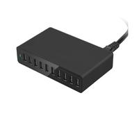 60W 10 Ports USB Charger For Charging Station Dock Multi USB Charger Desktop With Cable Fast Safe(Black Color)