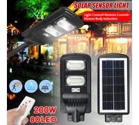 60W 80LED Solar Power PIR Motion Induction Wall Street Light + Remote Control
