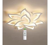 60W Dimmable LED Ceiling Light Modern White 10 petals Ceiling Lamp with Remote Control Creative Flower Shape Metal Acrylic Design Pendant light for Living Room Bedroom Children's Room Lighting,Φ85cm