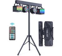60W DJ Light Set with Stand, Bag and Remote Control, RGBW Derby LED Par Party Lights DMX- 3/6/15CH Strobe Stage Lighting for Churches Concerts Weddings Birthday KTV Halloween