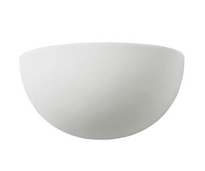 60W E27 | 150mm Over Hang Wall Light | Unglazed Ceramic Single Bulb Semi Circle Round Dome Style Uplight | Living Room Lounge Bedroom Bedside Feature Lighting Base | LED & Dimmable/Dimming