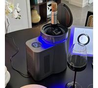 60W Electric Wine Chiller for Home, Digital Display Single Bottle Cooler, Adjustable Temperature 0-20°C, Keep Cold Up to 24h, for 750ml Wine or Some Champagne(Gray/Black)