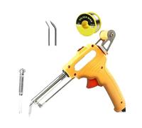 60W External Heating Electric Soldering Iron Kit Semi Automatic Tin Feeder Gun Tip Sucker Wire Welding Anti-Static Tweezers(5PCS Yellow)