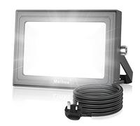 60W LED Floodlight Outdoor 6500K 5200LM Super Bright with UK Plug Work Lamp | IP66 Waterproof Cold White Security Light with Adjustable 180° Bracket for Home Garden Garage Workshop Job Site 1M Wire Black