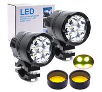 60W Motorcycle Auxiliary Lights,Motorcycle Front Spotlights LED Headlights 12V/24V Motorcycle Driving Fog Lights for Scooters Trikes and Quads Truck Boat With Amber Cover Lens