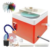 60W Portable Glass Grinding Tool Kit with Diamond Bit, Grit Discs, Water Circulation Pump & Angle Tool, 4200 RPM Stained Glass Grinder for Stained Glass DIY, Ceramics Crafts(Gray)