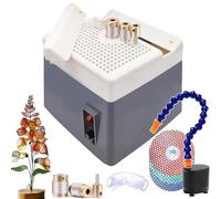 60W Portable Stained Glass Grinder Kit with Diamond Bit, Grit Discs, Water Circulation Pump & Angle Positioning Tool - Mini DIY Processing Arts Tool in Gray