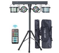 60W RGBW Derby LED Par DJ Light Set with Stand and Remote Control, Partybar Stage Lighting with dmx-3/6/15CH Disco Light for KTV, Churches, Concerts, Weddings, Christmas