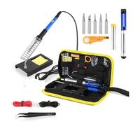 60W Soldering Iron Kit Adjustable Temperature 15 in 1 Tool Set with Soldering Iron(Blue)